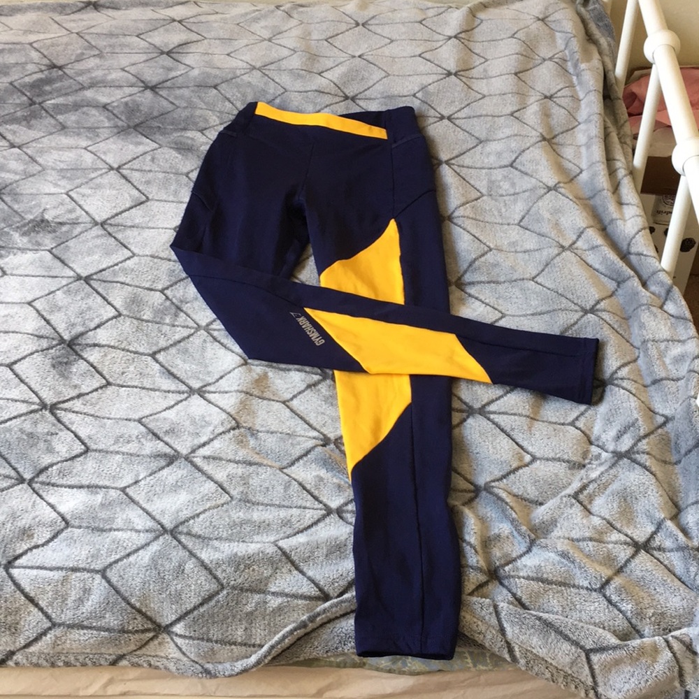 Gymshark Asymmetric Navy/Yellow Leggings